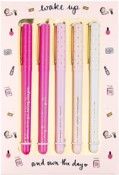 Eccolo Dayna Lee Wake Up & Own The Day Inspirational Variety Ballpoint Pen Set of 5 - Aura In Pink Inc.