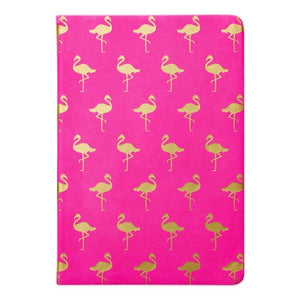 Eccolo Gold Foil Flamingos Hot Pink Faux Leather Journal - Aura In Pink Inc.