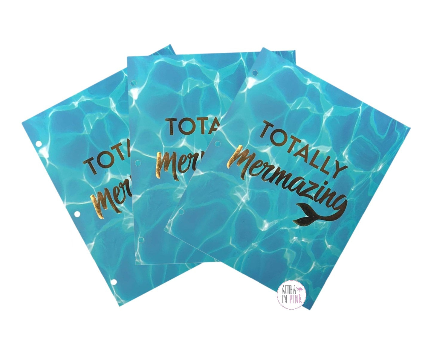 Eccolo Gold Totally Mermazing Aqua Marine Mermaid Themed Pocket Folders Set  Of 3, image size:1442x1200