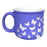 Eccolo Laser-Etched Butterflies Soft Touch Lilac Purple Large Ceramic Camper Style Coffee Mug