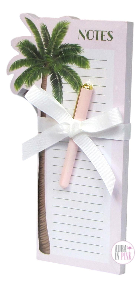 Eccolo Palm Tree Magnetic Tall Notepad & Pen Set - Aura In Pink Inc.