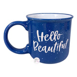 Eccolo Periwinkle Blue Hello Beautiful Large Coffee Mug w/Quotes From Great Women Of The World Journal Gift Set