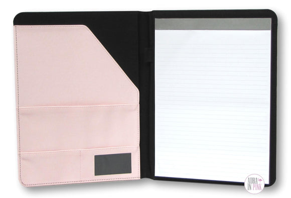 Eccolo Blush Pink Leatherette Notes Folio Organizer - Aura In Pink Inc.