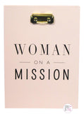 Eccolo Woman On A Mission Pink Padfolio Clipboard w/Ruled Notepad - Aura In Pink Inc.