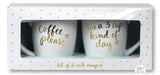 Eccolo Dayna Lee Collection Large Inspirational Coffee Mug Set - Coffee Please & It's A 3 Cup Kind Of Day - Aura In Pink Inc.