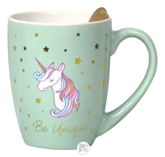 Eccolo Large Inspirational Coffee Mug - Be Unique Unicorn - Aura In Pink Inc.