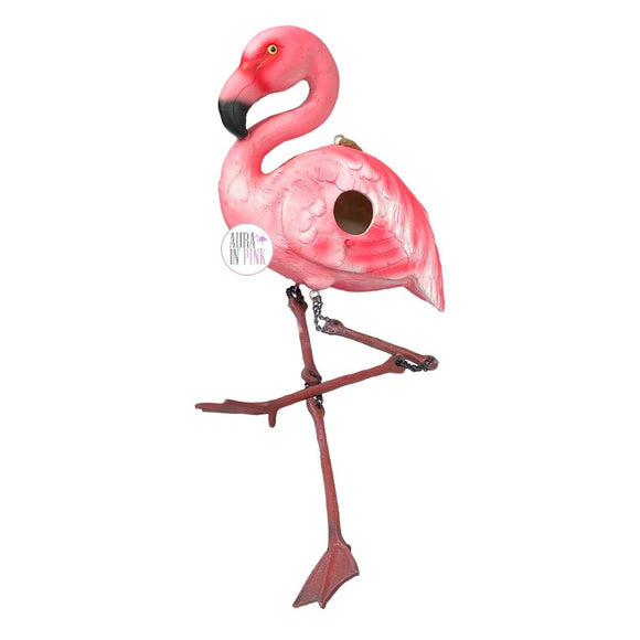 Fabulous Pink Flamingo Resin Hanging Birdhouse