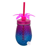 Fabulous Pineapple Sipper Glasses w/Lids & Reusable Straws - Assorted Colors