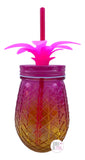 Fabulous Pineapple Sipper Glasses w/Lids & Reusable Straws - Assorted Colors - Aura In Pink Inc.