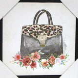 Fashion Print Quad Framed Canvas Wall Art - Perfume, Dress, High Heel Shoes, Handbag - Aura In Pink Inc.
