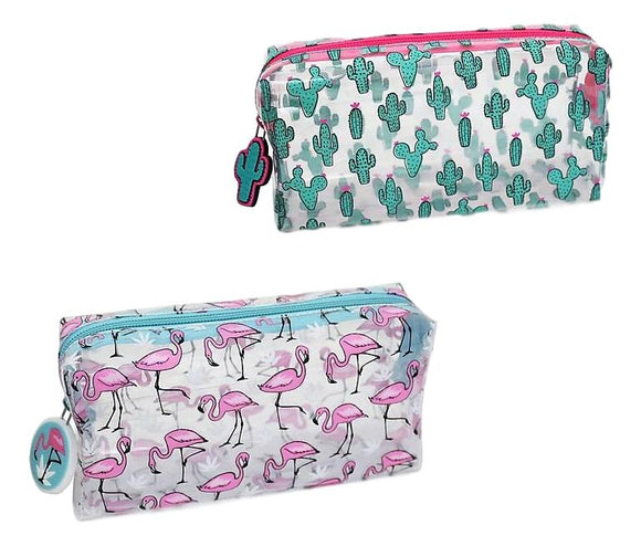 Fabulous Designs Clear Zip Cases - Flamingo & Cactus - Aura In Pink Inc.