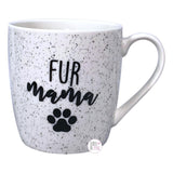 Coco + Lola Fur Mama Paw Print Speckled White Coffee Mug, Lid, Spoon, & Infuser Boxed Set