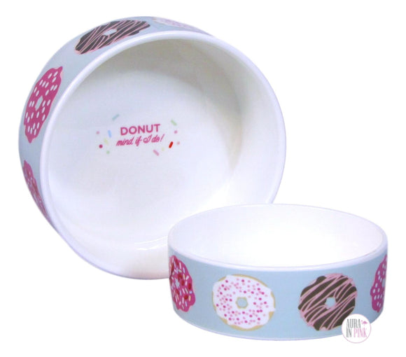 Fringe Studio Donut Mind If I Do! Ceramic Pet Dishes - Aura In Pink Inc.