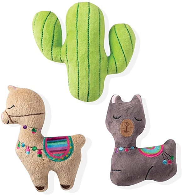 Fringe Toybox A Whole Llama Fun Squeaky Plush 3-Pc Mini Dog Toy Set - Aura In Pink Inc.