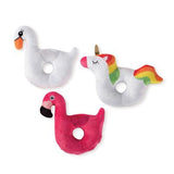 Fringe Toybox Floatin' Into Summer Swan Unicorn & Pink Flamingo Pool Floaty Squeaky Plush 3-Pc Mini Dog Toy Set - Aura In Pink Inc.