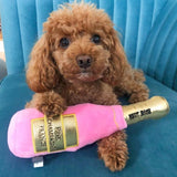 Fringe Toybox Mutt Rosé Pink Champagne France Bottle Squeaky Plush Dog Toy - Aura In Pink Inc.