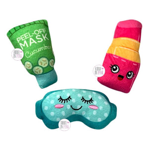 Fringe Toybox Spa-Tacular Mini Squeaky Plush 3-Pc Dog Toy Set - Aura In Pink Inc.