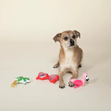 Fringe Toybox Sunny Daze Pink Flamingo Palm Tree & Sunglasses Squeaky Plush 3-Pc Mini Dog Toy Set - Aura In Pink Inc.