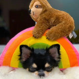 Fringe Toybox Ziggy Over The Rainbow Sloth Squeaky Plush Dog Toy - Aura In Pink Inc.