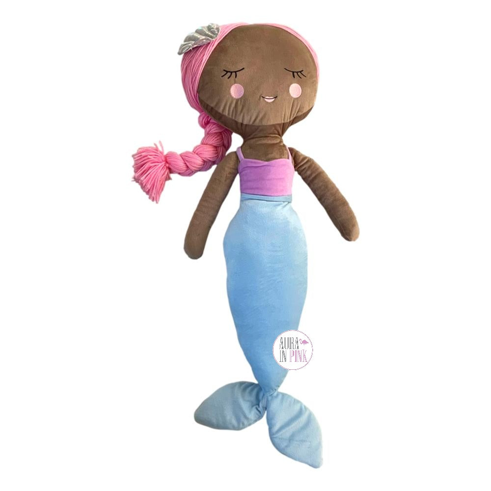 Frolics Kids Collection 3D Pink Hair Mermaid Decorative Pillow