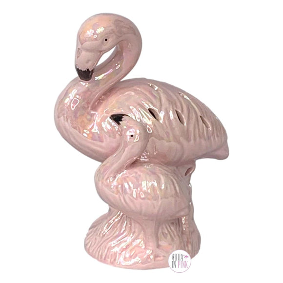 GC Coastal Iridescent Pink Flamingos Tropical Paradise Scented Potpourri Diffuser Ceramic Décor - Aura In Pink Inc.