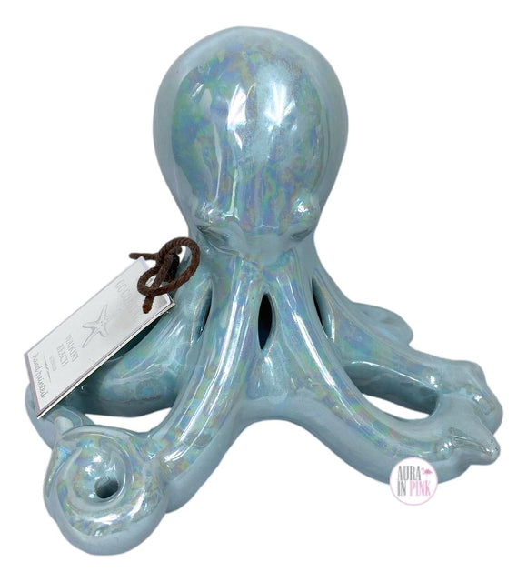 GC Coastal Waikiki Beach Iridescent Ceramic Octopus Pot-Pourri Scented Diffusers - Aqua & White - Aura In Pink Inc.