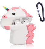 Gabba Goods Delia's Unicorn Emoji AirPods Silicone Case Cover Protective Skin w/Carabiner Clip - Aura In Pink Inc.