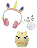 Gabba Goods Llamacorn 4-Piece Audio Gift Set - Light Up Headphones, Bluetooth Speaker, Ear Buds & Case - Aura In Pink Inc.
