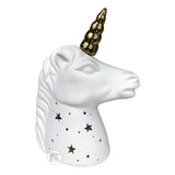 Galaxy Stars Unicorn Matte White Ceramic Lamp