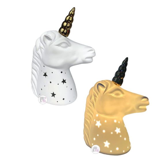 <transcy>Lampada unicorno con paillettes iridescenti stile artigianale</transcy>