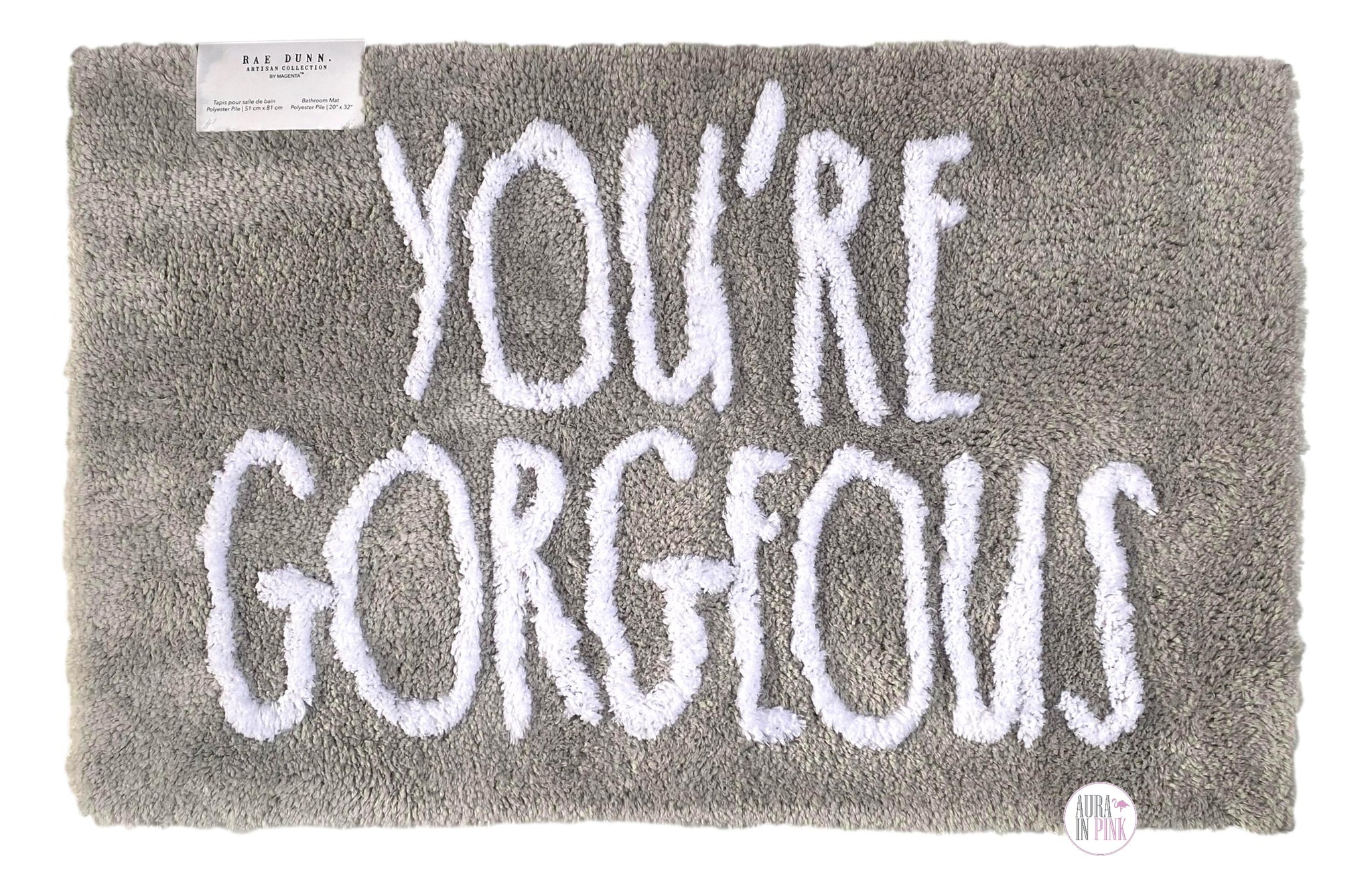 Genuine Rae Dunn by Magenta You're Grey Cotton Bath Mat Aura