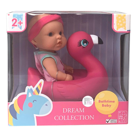 Gigo Dream Collection Pink Flamingo Floaty Bathtime Baby Doll - Aura In Pink Inc.
