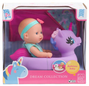 Gigo Dream Collection Purple Unicorn Floaty Large Bathtime Baby Doll w/Hooded Towel - Aura In Pink Inc.