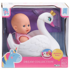 Gigo Dream Collection White Swan Princess Floaty Large Bathtime Baby Doll w/Hooded Towel - Aura In Pink Inc.