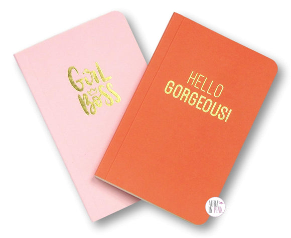Girl Boss & Hello Gorgeous Mini Notebooks - Aura In Pink Inc.