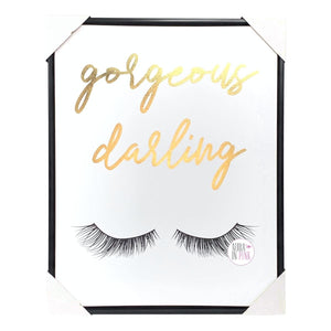 Gold Foiled Gorgeous Darling Eyelashes Framed Canvas Wall Art - Aura In Pink Inc.