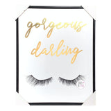 Gold Foiled Gorgeous Darling Eyelashes Framed Canvas Wall Art - Aura In Pink Inc.