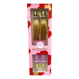Gold Glitter Liquid Bling Pink Dual Ballpoint Pens Boxed Set
