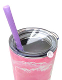 Gorgeous Icewear Pastel Cotton Candy Clouds Insulated Stainless Steel Slim Tumbler w/Lid & Straw - Aura In Pink Inc.