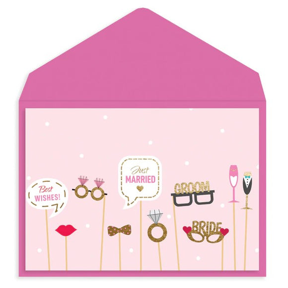 Graphique De France Just Married Props 3D Handmade Wedding Card - Aura In Pink Inc.