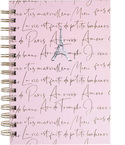 Graphique De France Meet Me In Paris Eiffel Tower Gold Scripted Blush Pink Spiral-Bound Notebook