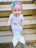Great Pretenders Silver & Iridescent Flip Sequins Magical Mermaid Tail Dress Up Apron - Aura In Pink Inc.