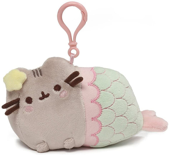 Gund Pusheen Rainbow Pastel Merkitty Mermaid Cat Plush Backpack Clip - Aura In Pink Inc.