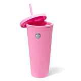 West & Fifth Bubble Gum Pink Double Wall Matte Rubber Coated Tumbler w/Straw