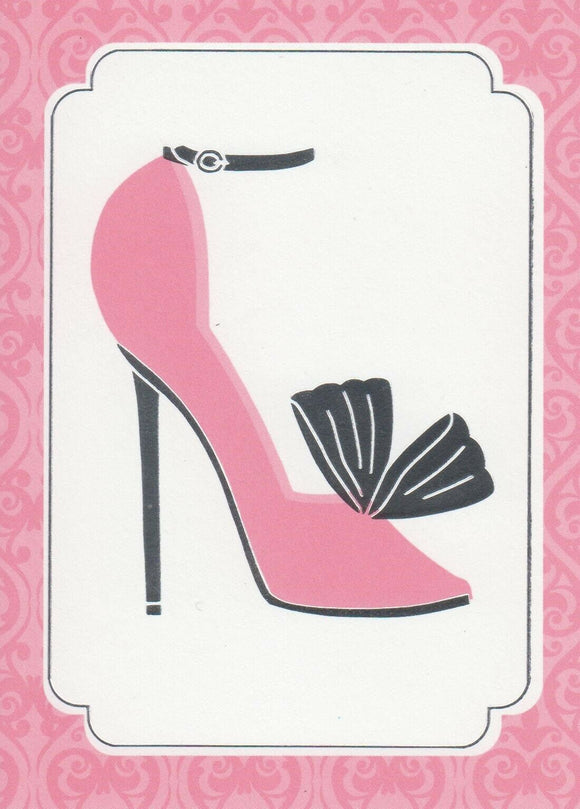 Hallmark Expressions Pink Stiletto High Heel Shoe 6-Pack Blank Cards w/Envelopes - Aura In Pink Inc.