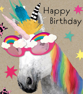 Hammond Gower Happy Birthday Gemstone Bling Party Unicorn Happy Birthday Card - Aura In Pink Inc.