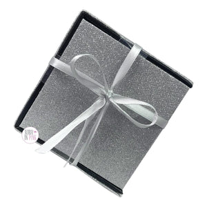 Harman Home Silver Frosted Glitter Bling Faux Leather 7-Piece Coaster w/Caddy Set