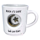Harvest Green Studio When It's Dark Look For Stars 3D Gold Moon & Star Stoneware Coffee Mug
