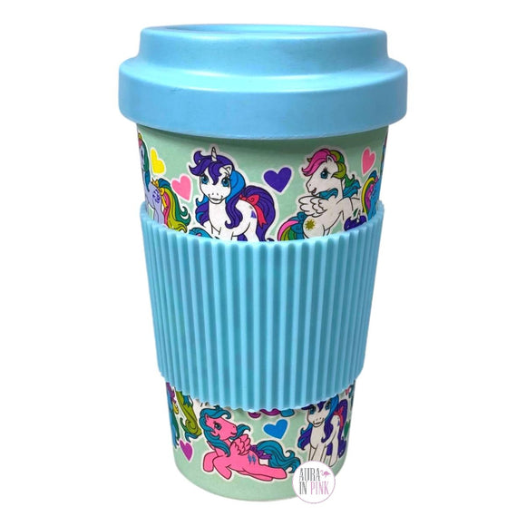 Hasbro My Little Pony Baby Blue Reusable Bamboo Travel Mug w/Sleeve & Lid