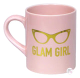 Hazel & Co. Glam Girl Chic Glasses & Shoe Pink Ceramic Coffee Mug - Aura In Pink Inc.